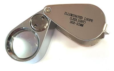 Folding magnifier 10x with 2 LEDs / misprint